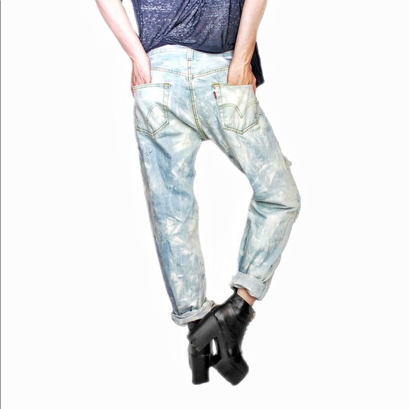 Vintage Distressed Boyfriend Levi’s Hand bleached - Picture 2 of 3